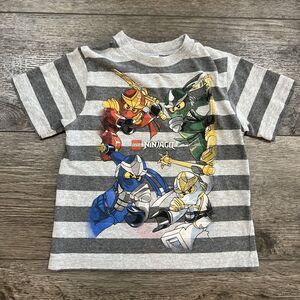Vintage 2012 Lego Ninjago Character T-Shirt Grey Stripe Kids Size Small (4)
